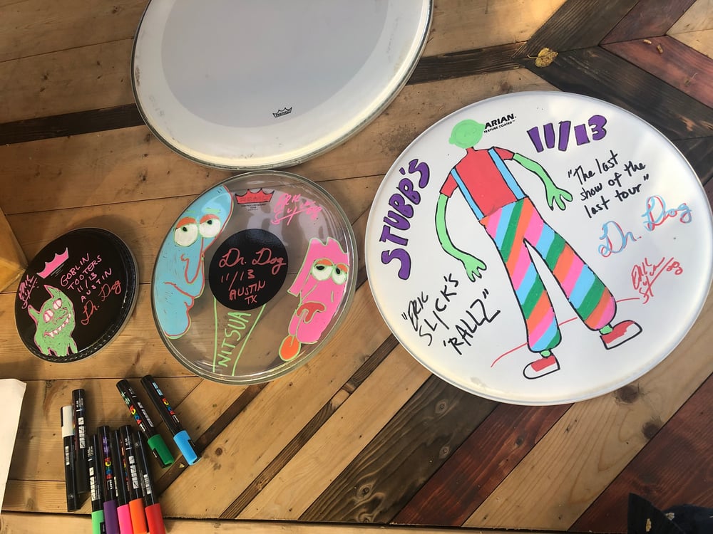 Custom Painted Used Dr. Dog Drumheads